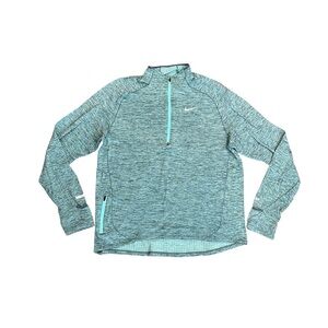 Nike Dri-Fit Heathered Teal Quarter-Zip Pullover Top Size L